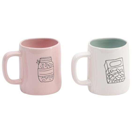Rae Dunn Pink Mint Youre My Jam Mint To Be 19.5oz Ceramic Pair of Coffee Mugs - Picture 2 of 15